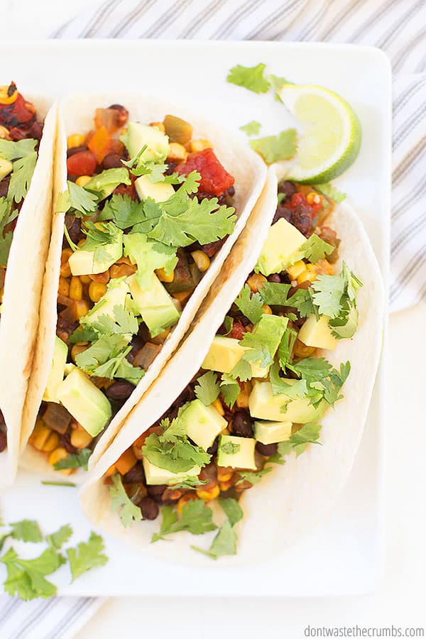 black bean and corn salsa tacos